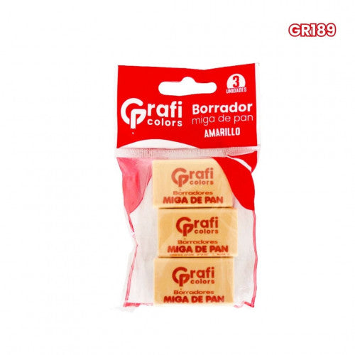 Borrador Miga De Pan Blanco Set X3 Grafi Colors GR189 X12 Unidades