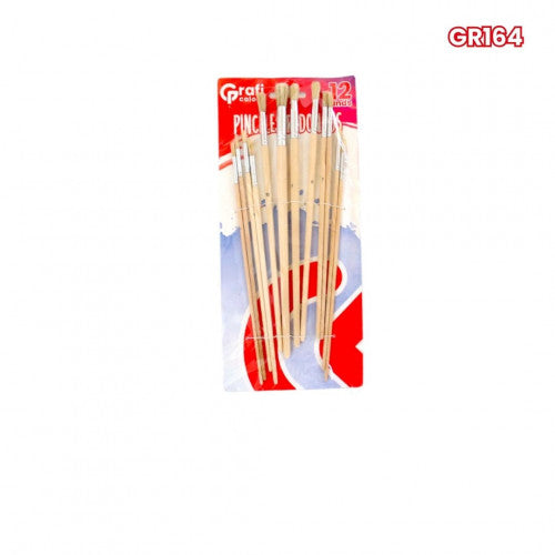 Set Pinceles Redondos X12 Unidades Grafi Colors GR164 X6 Set