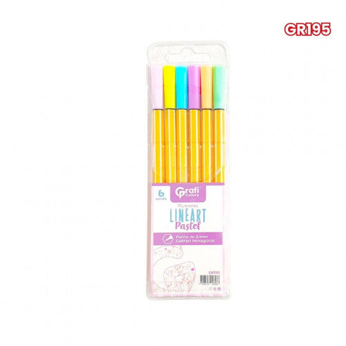 Plumones Lineart Grafi Colors Colores Pastel X6 Unidades X 6 Paquetes