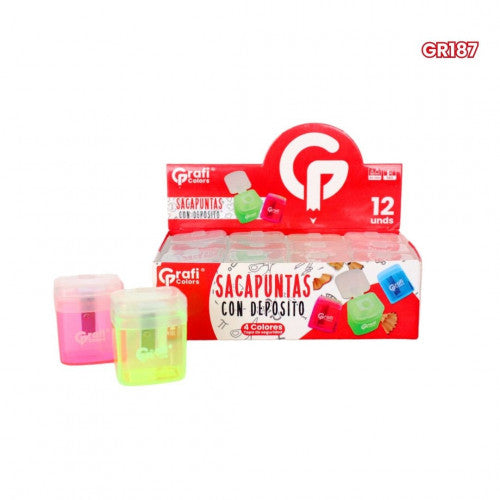 Sacapuntas Cuadrado Grafi Colors Traslucidos GR187 X24 Unidades