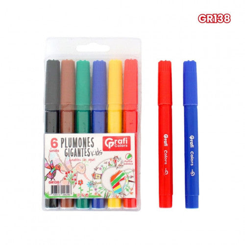 Plumones Grafi Colors Lavables Kids X6 Unidades GR138 X6 Paquetes