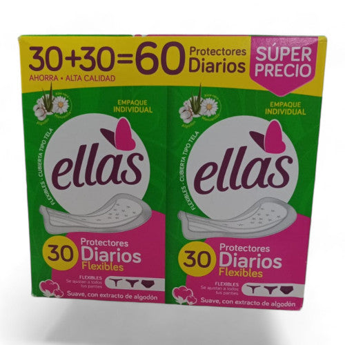 Caja Protectores Diarios Ellas 30+30 X 3Cajas