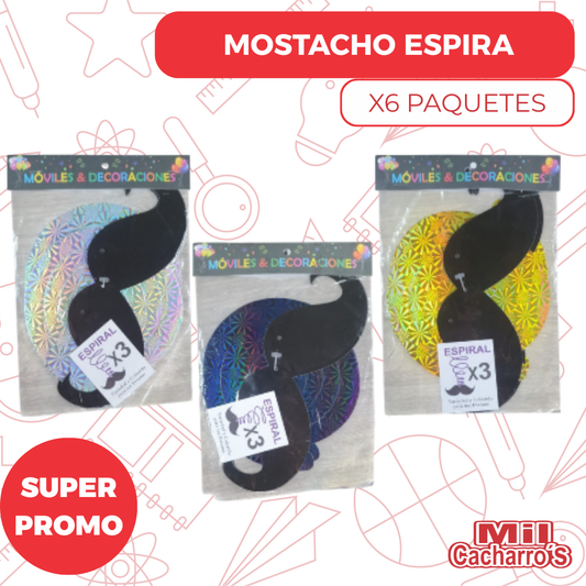 Mostacho Espiral X6 Paquetes