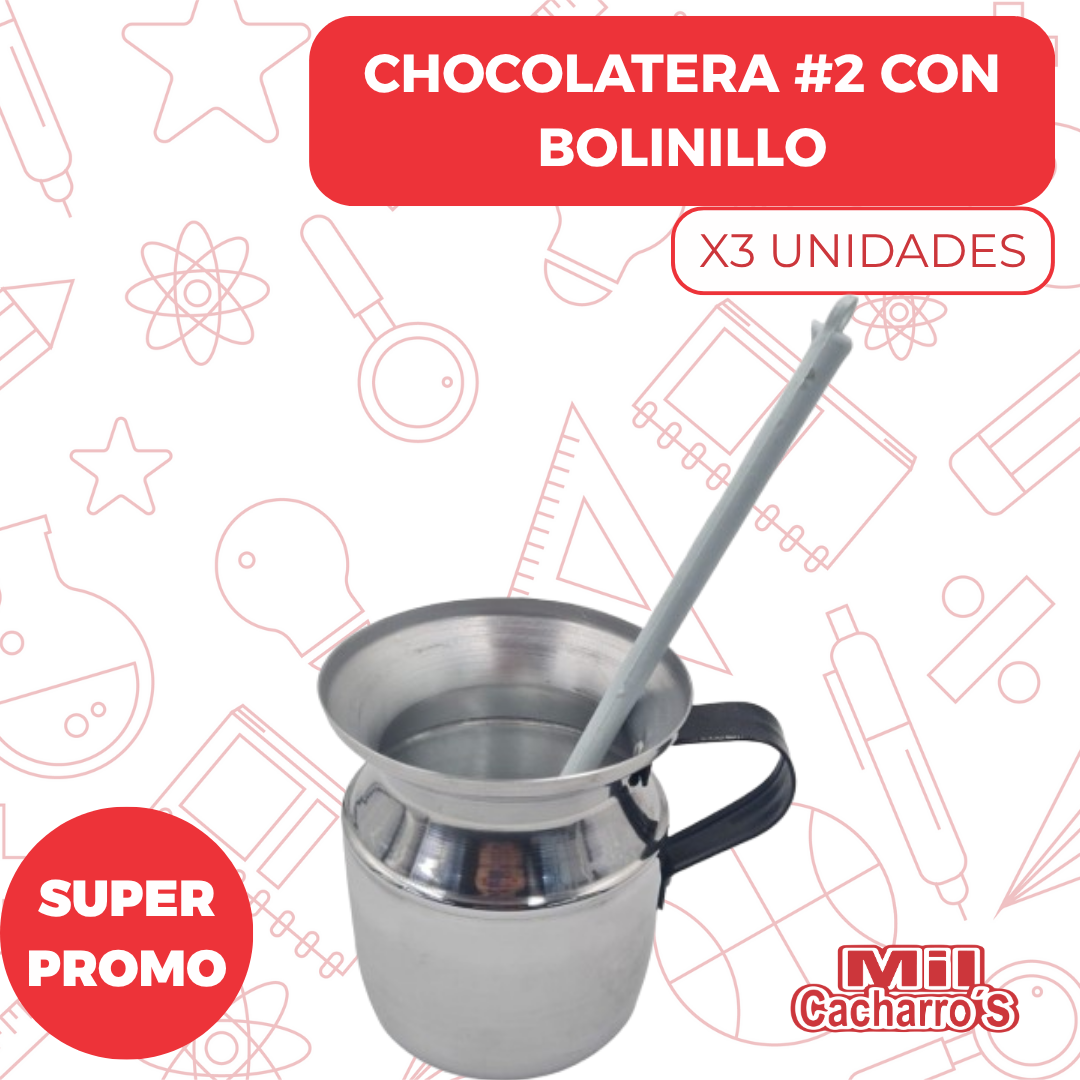 Chocolatera #2 Con Bolinillo X3 Unidades