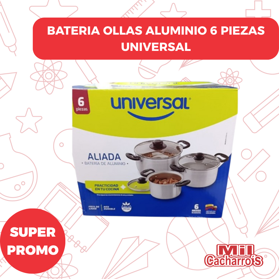 Bateria Ollas Aluminio 6 Piezas Universal