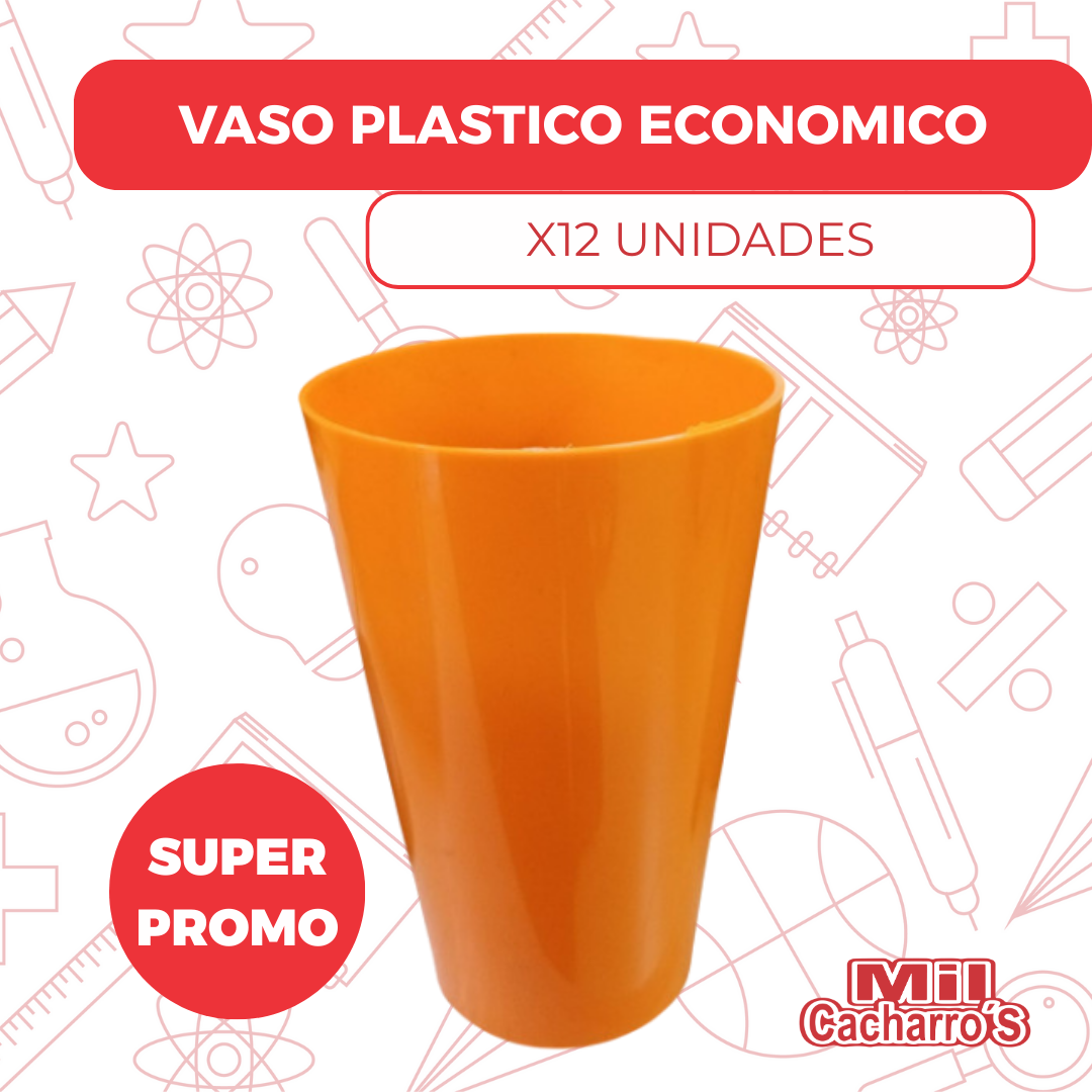 Vaso Plástico Económico Colores Surtidos X12 Unidades