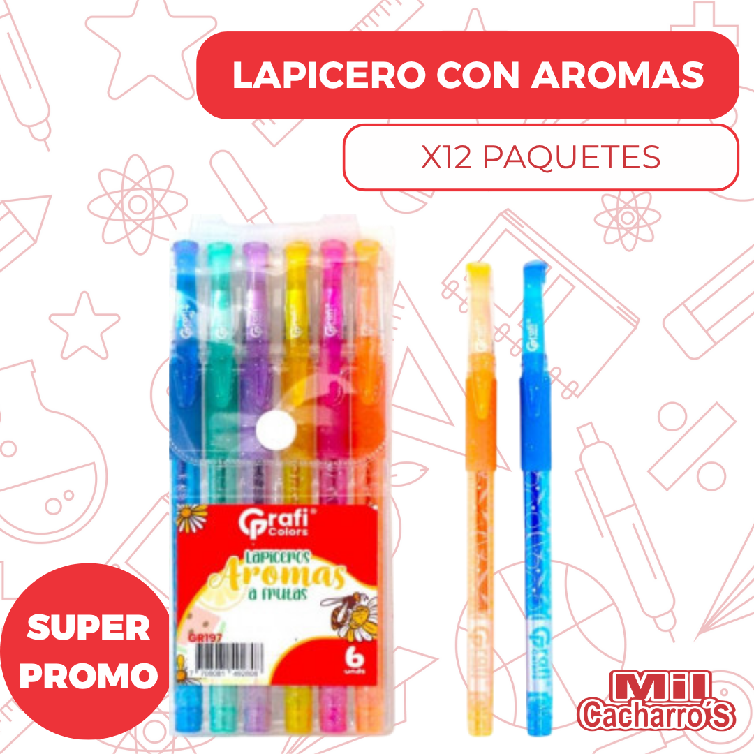 Set De Lapiceros Grafi Colors Con Aromas a Frutas X6 Unidades GR197 X12 Paquetes