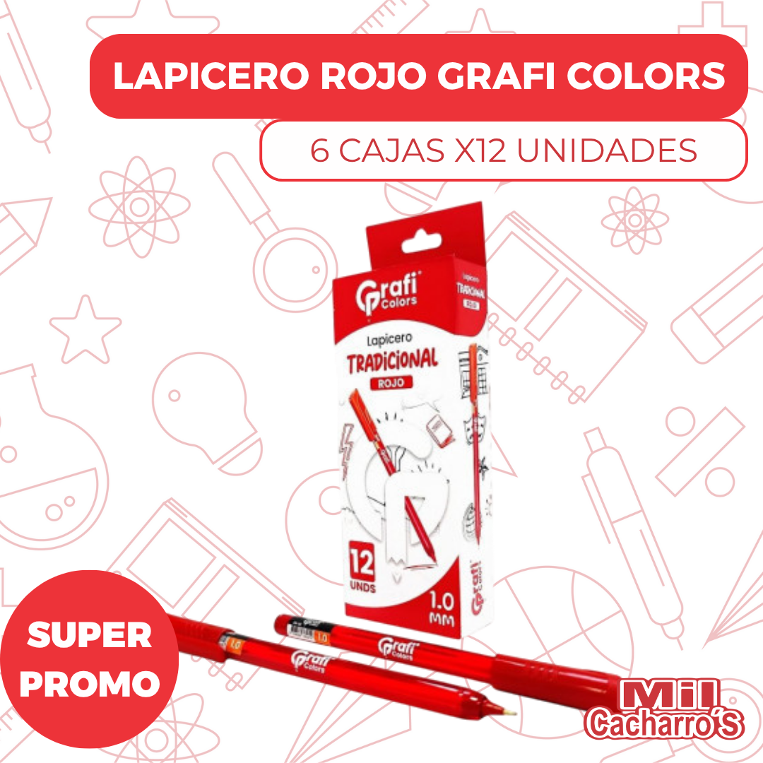 Lapicero Grafi Colors Rojo 1,0m X12 Unidades GR108 X6 Cajas