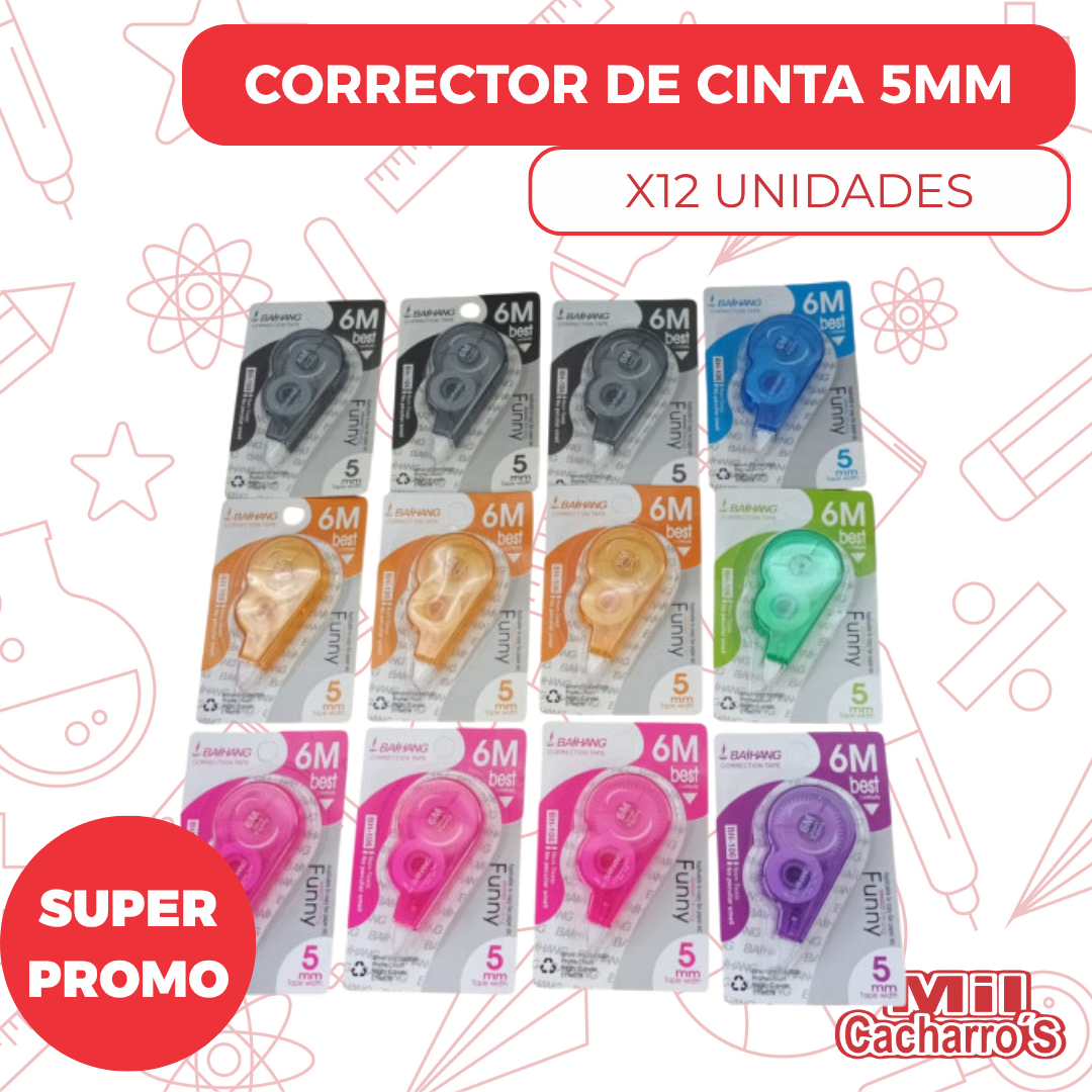 Corrector De Cinta 5MM X12 Unidades