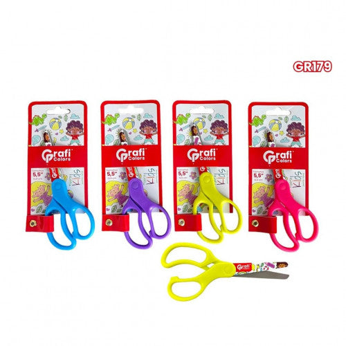 Tijeras Grafi Colors Kids 5,5" Punta Roma Estanpadas GR179 x 12 Unidades