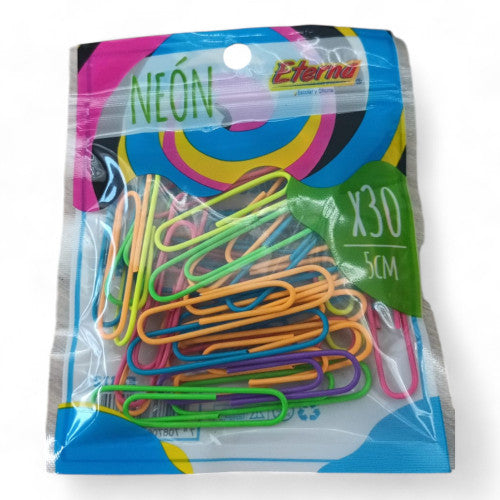 Paquete Clips Grande 5CM Colores Neon X12 Paquete