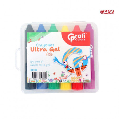 Crayones Grafi Colors Ultra Gel Kids X6 Unidades GR136 X3 Paquetes