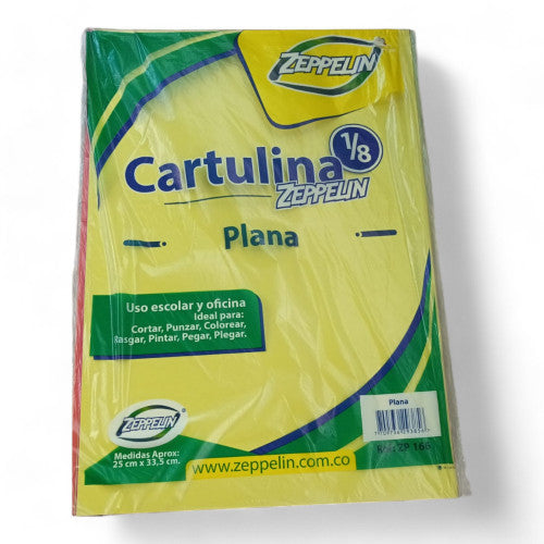 Cartulina Plana Zeppelin 1/8 X10 Unidades X6 Paquetes