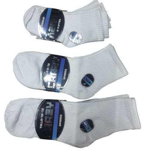 Media Canillera Crazy Blanca X 3 Pares X 4 Unidades