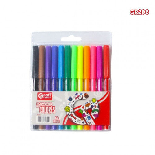 Set Plumones De Colores Grafi Colors X12 Unidades GR206 X12 Paquetes