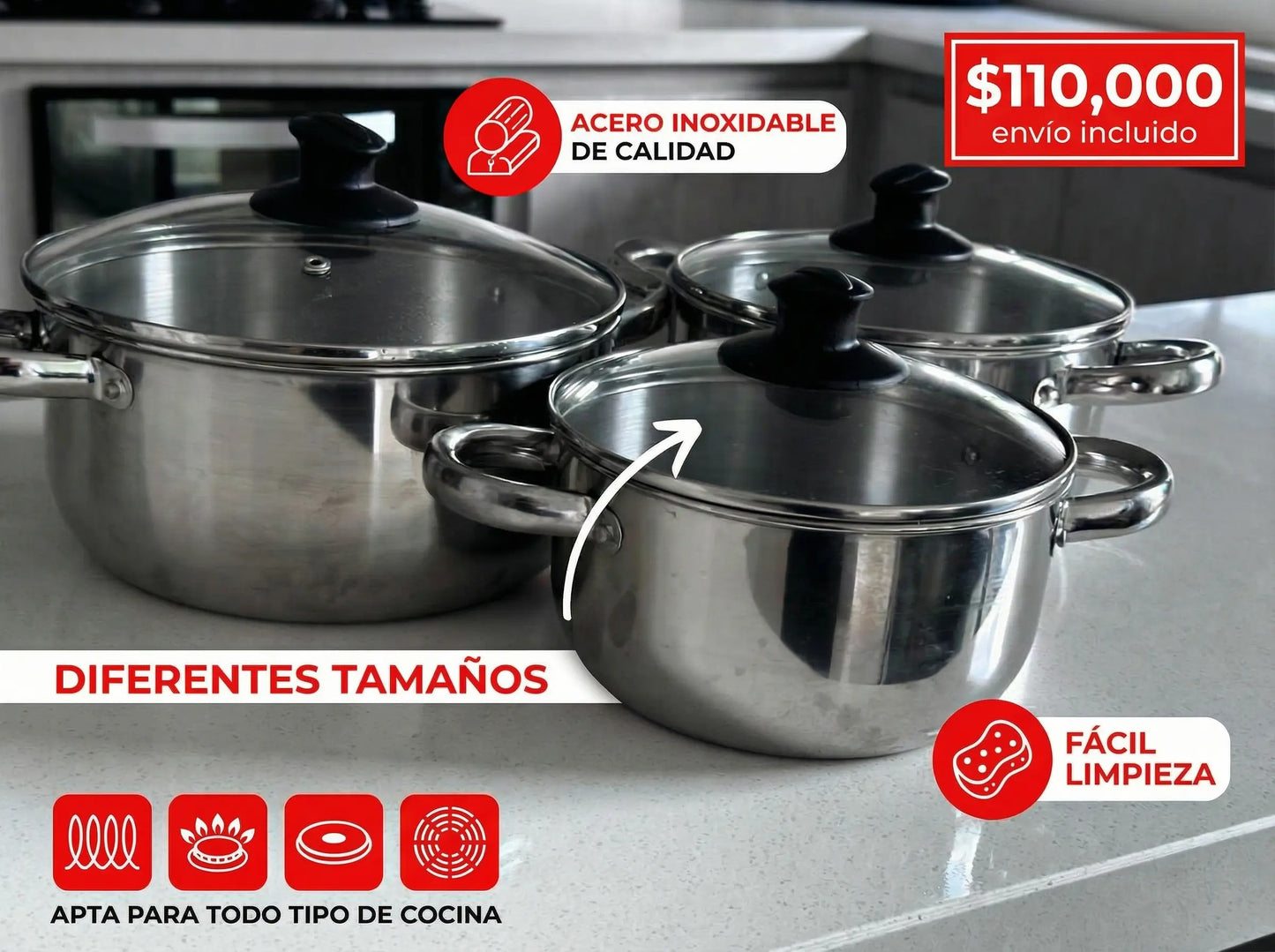 Juego de ollas x3 DKASA