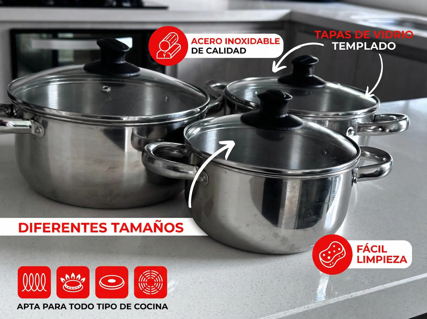 Juego de ollas x3 DKASA