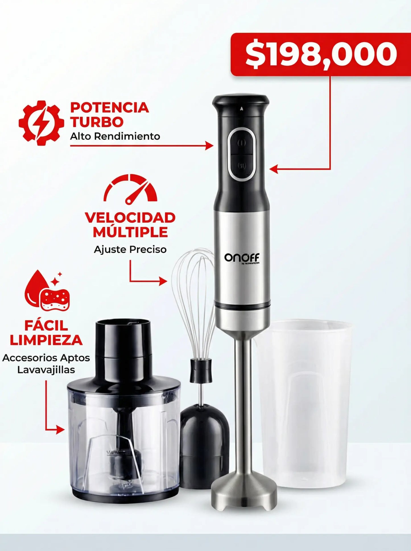 LICUADORA DE INMERSION 4 EN 1