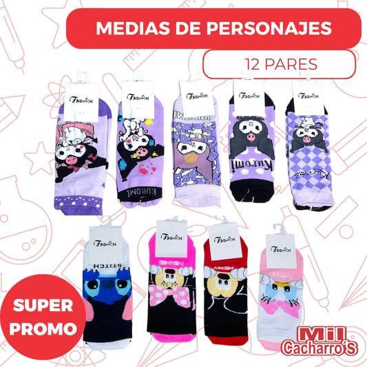 Medias De Personajes X12 Pares Surtido
