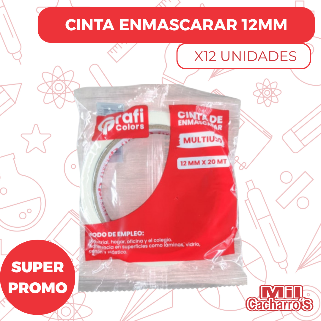 Cinta Enmascarar Grafi 12MM*20MT X12 Unidades