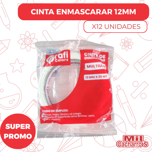 Cinta Enmascarar Grafi 12MM*20MT X12 Unidades