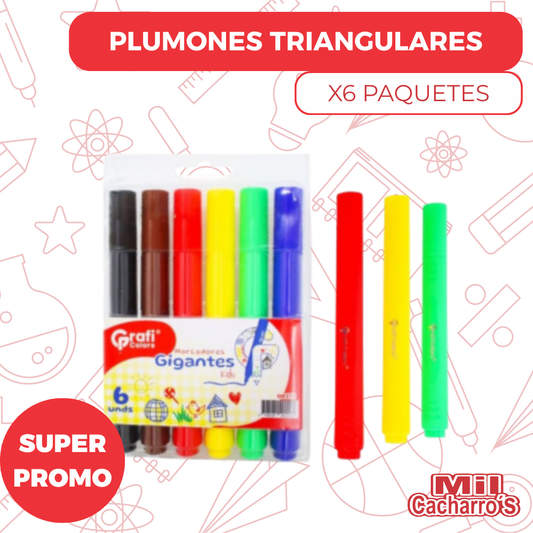 Plumones Grafi Colors Triangular X6 Unidades GR272 X6 Paquetes