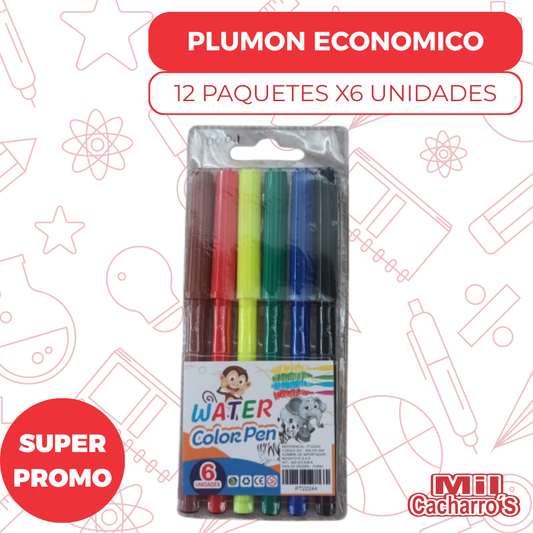 Plumón 6 Unidades X 12 Paquetes