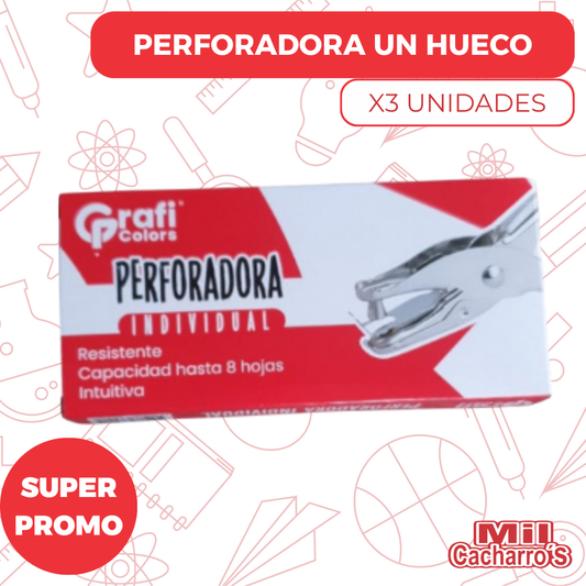 PERFORADORA UN HUECO GRAFICOLOR GR248 X3 UNIDADES