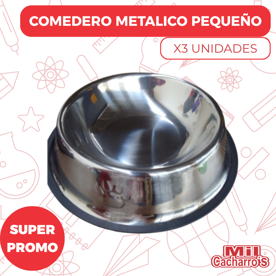 Comedero Metalica Peq De Mascota X3 Unidades