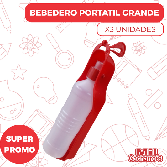 Bebedero Portatil Grande Mascotas X3 Unidades
