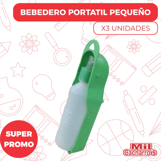 Bebedero Portatil Pequeño Mascotas X3 Unidades