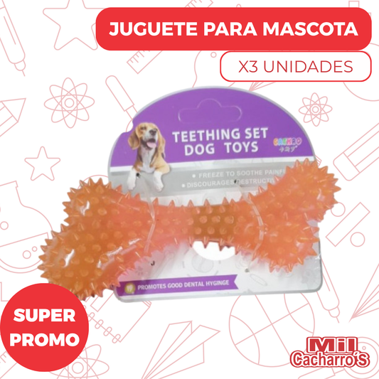 Juguete Para Mascota Hueso X3 Unidades
