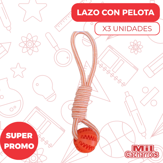 Juguete Pelota Mas Lazo X3 Unidades