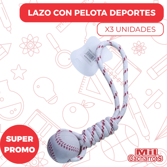 Juguete Lazo Con Pelota Deportes X3 Unidades