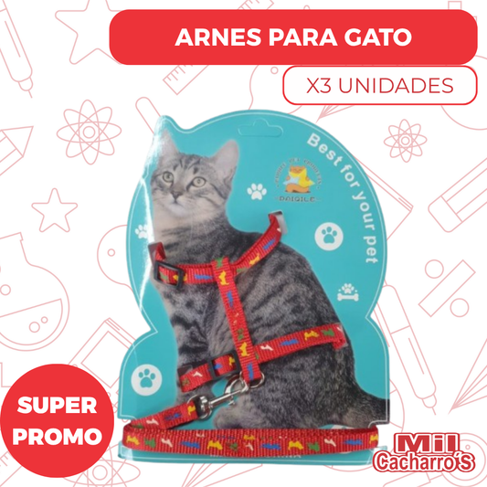 Arnes Para Gato X3 Unidades