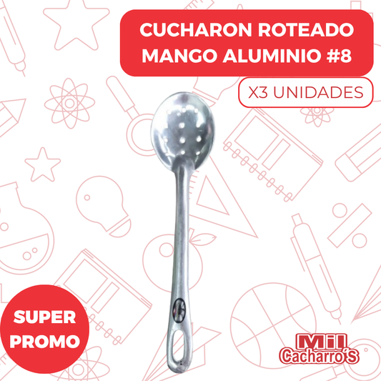 Cucharon Roteado Mango Aluminio #10 X3 Unidades