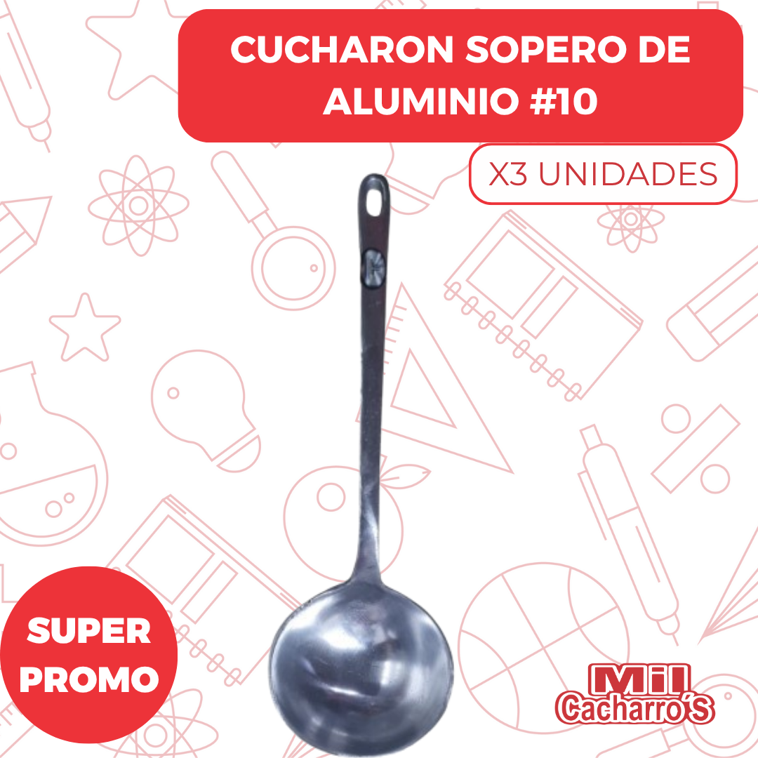Cucharon Sopero De Aluminio #10 X3 Unidades