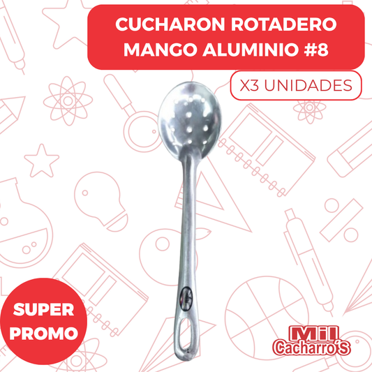 Cucharon Rotadero Mango Aluminio #8 X3 Unidades