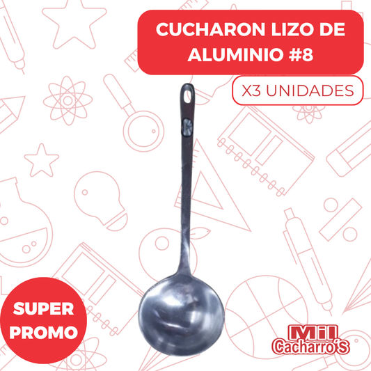 Cucharon Lizo De Aluminio #8 X3 Unidades