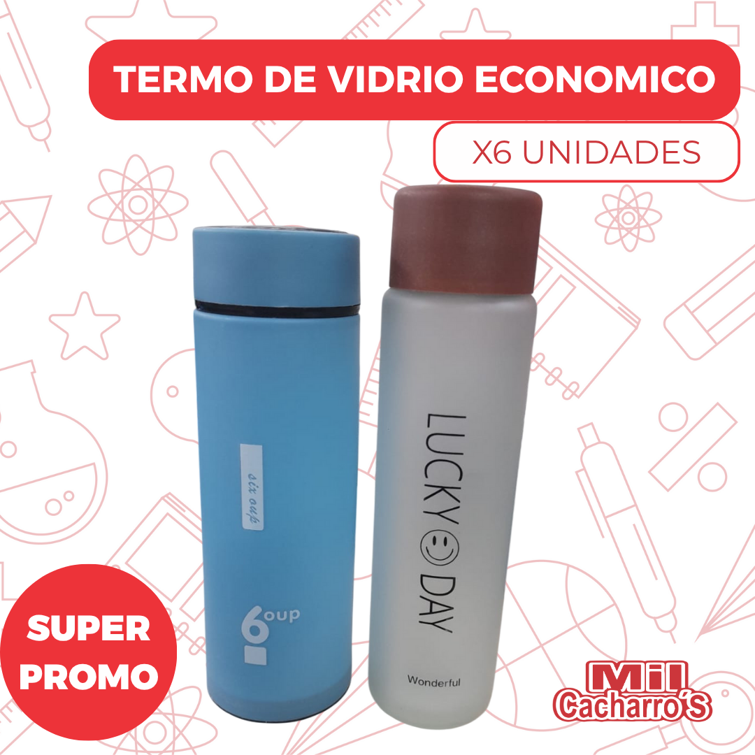 Termo De Vidrio Economico X6 Unidades