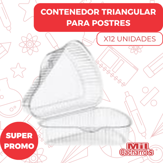 Contenedor Triangular Para Postres X12 Unidades