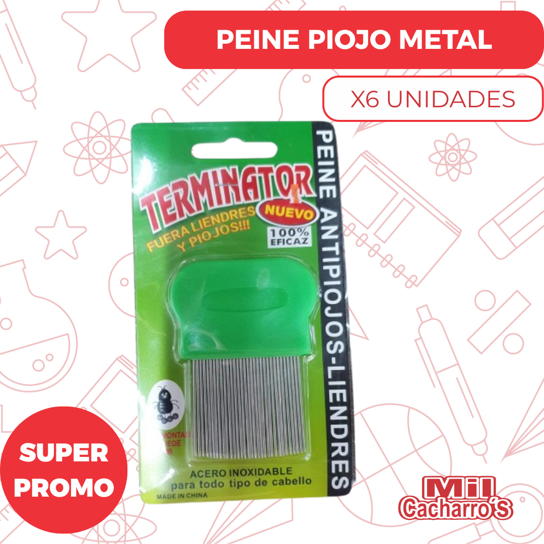 Peine Piojo Metal x6 Unidades
