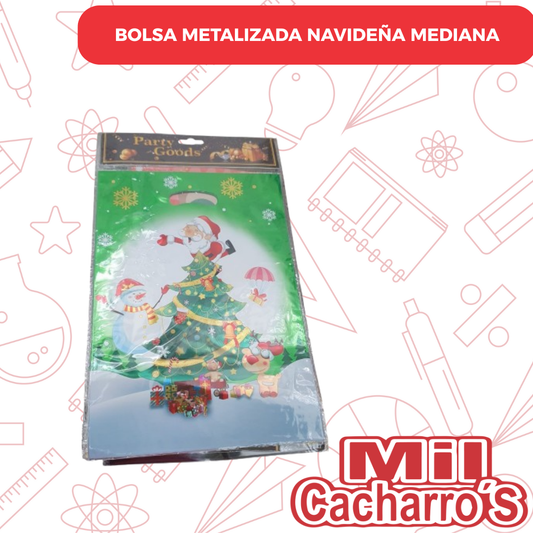 Bolsa Metalizada Navideña Mediana