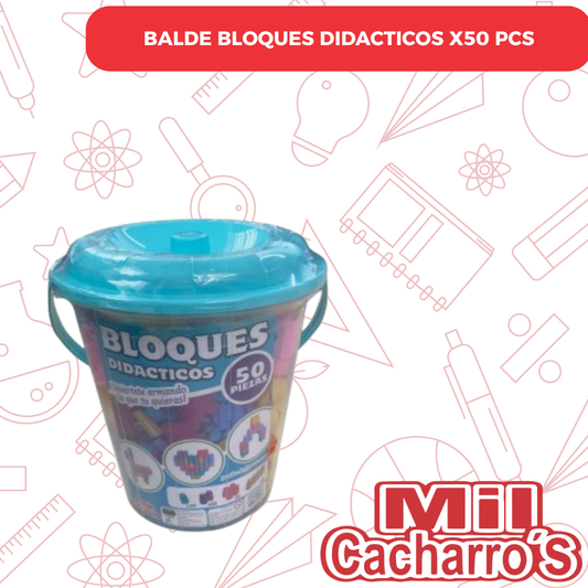 Balde Blloques Didacticos X50 Pcs