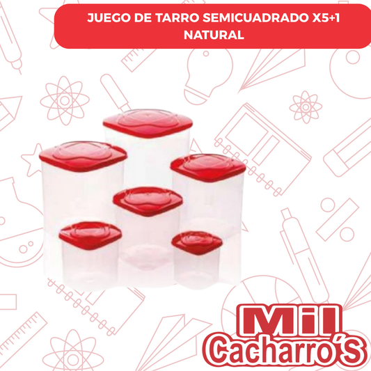 Juego De Tarro Semicuadrado X5+1 Natural