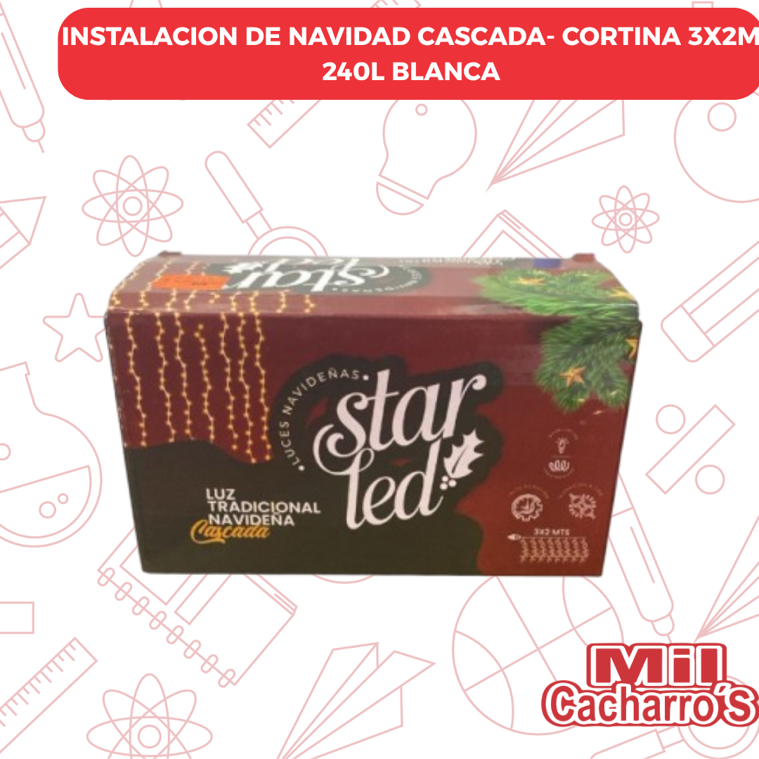 Instalacion De Navidad Cascada- Cortina 3X2M 240L BLanca