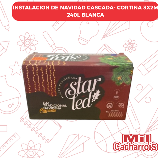 Instalacion De Navidad Cascada- Cortina 3X2M 240L BLanca