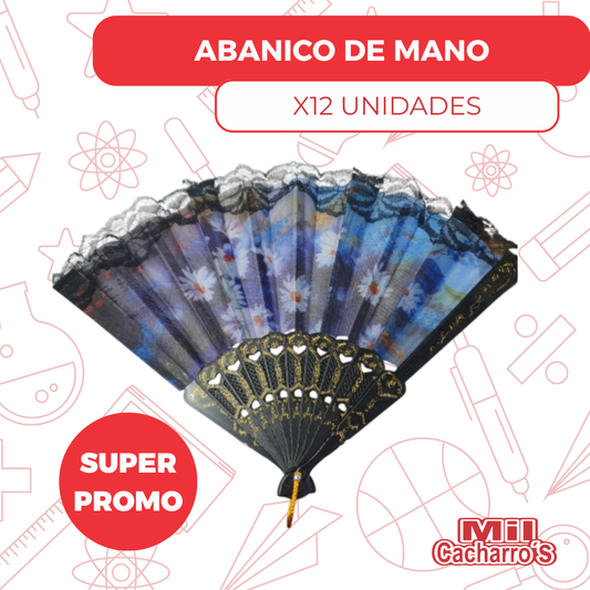 Abanico Flores De Mano X12 Unidades