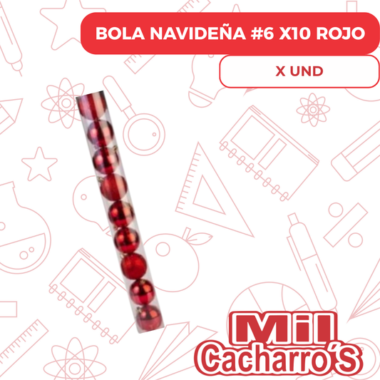 Bola Navideña #6 X10 Rojo