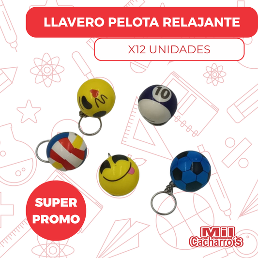 Llavero Pelota Relajante Surtida X12 Unidades